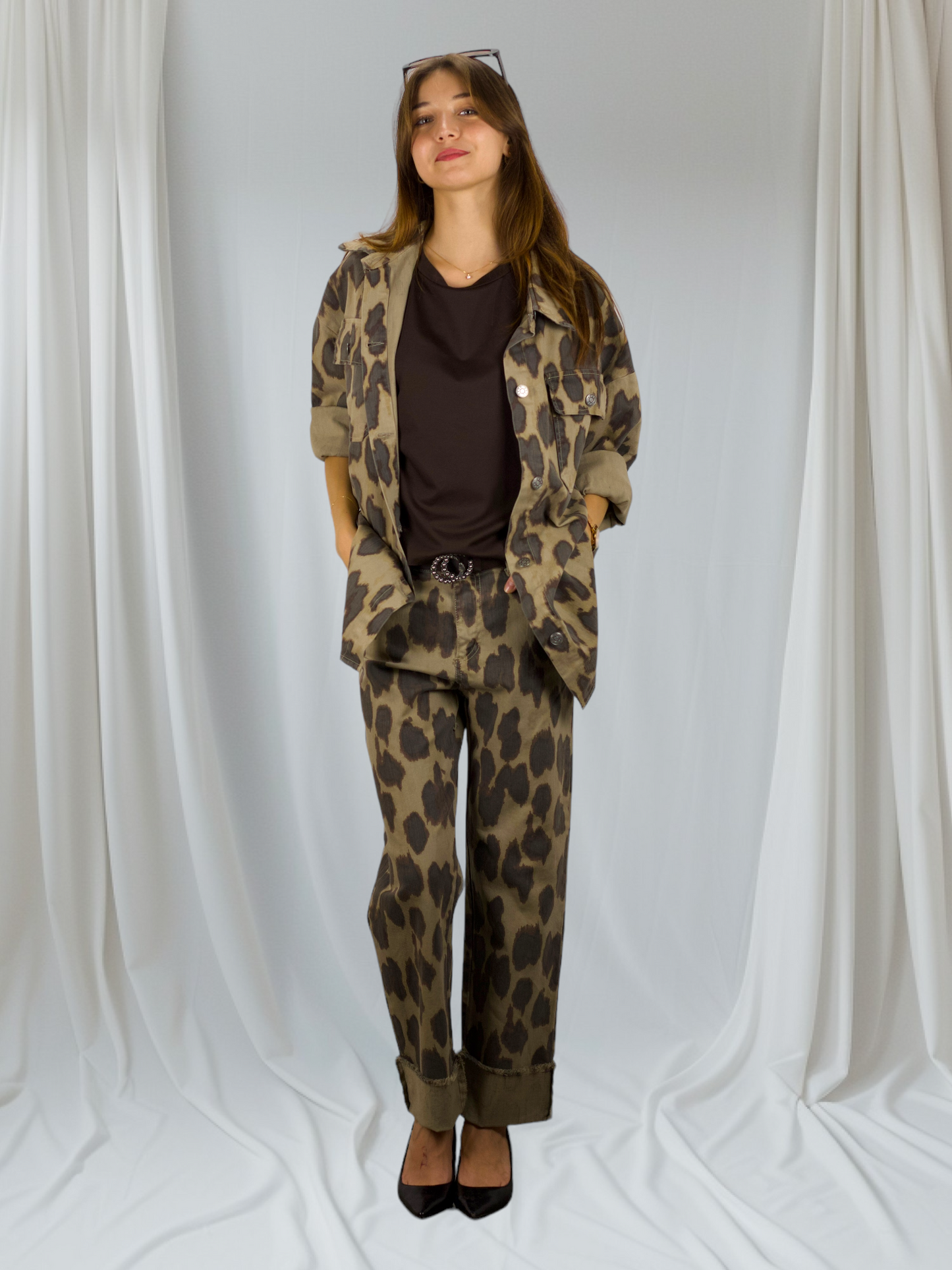 Giacca oversized Leopard Print