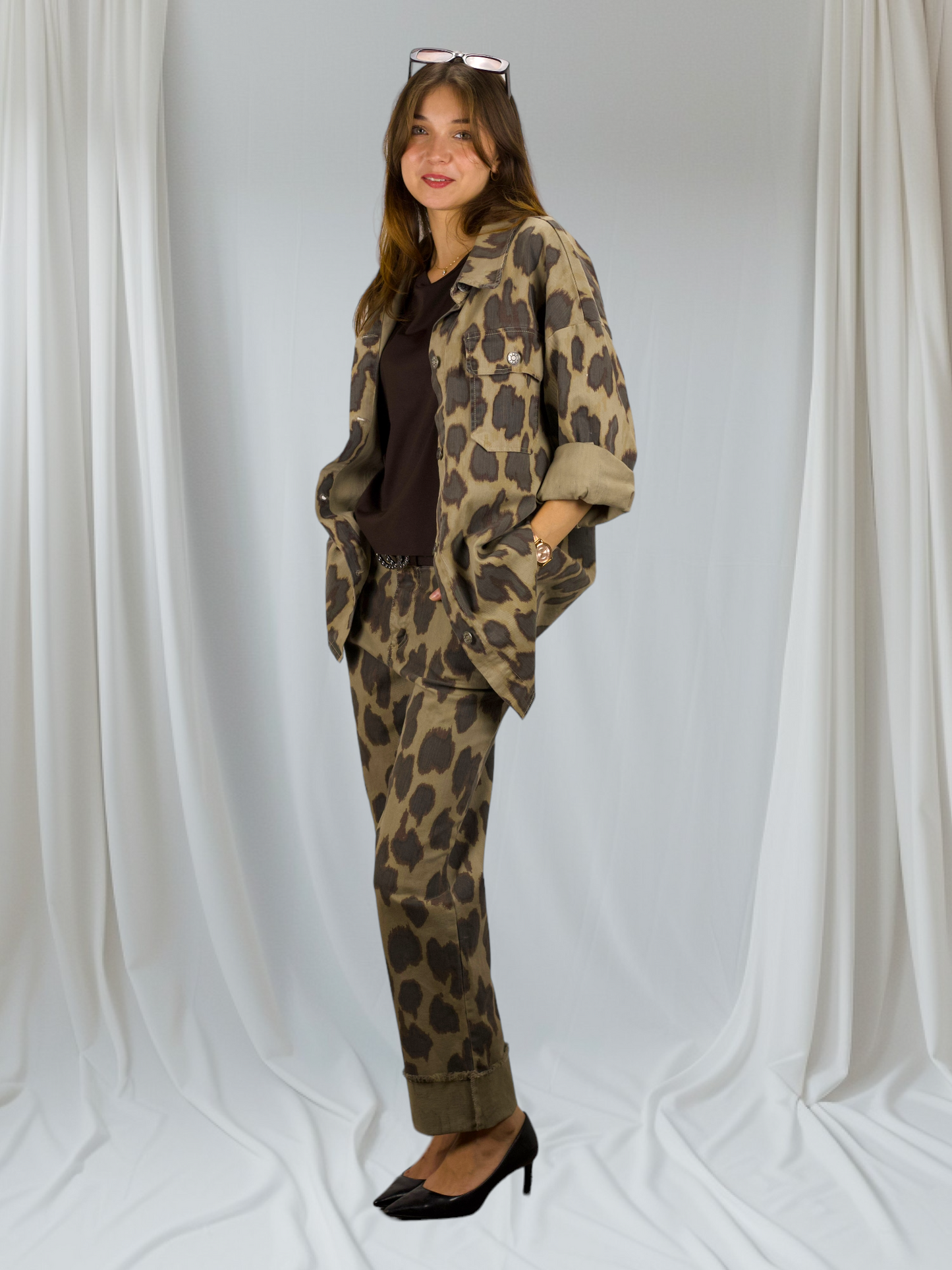 Giacca oversized Leopard Print