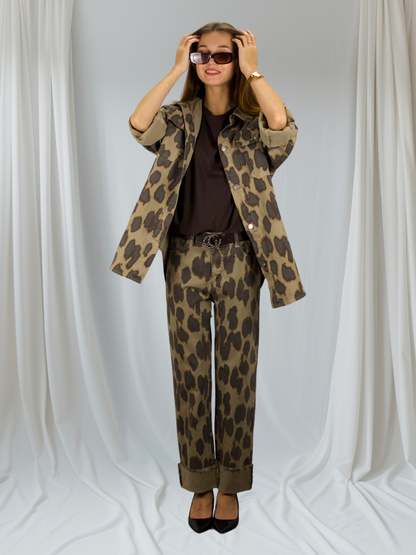 Giacca oversized Leopard Print